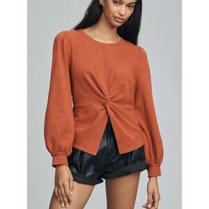 NWT Anthropologie Pilcro Twist-Front Sweatshirt in Copper 1X